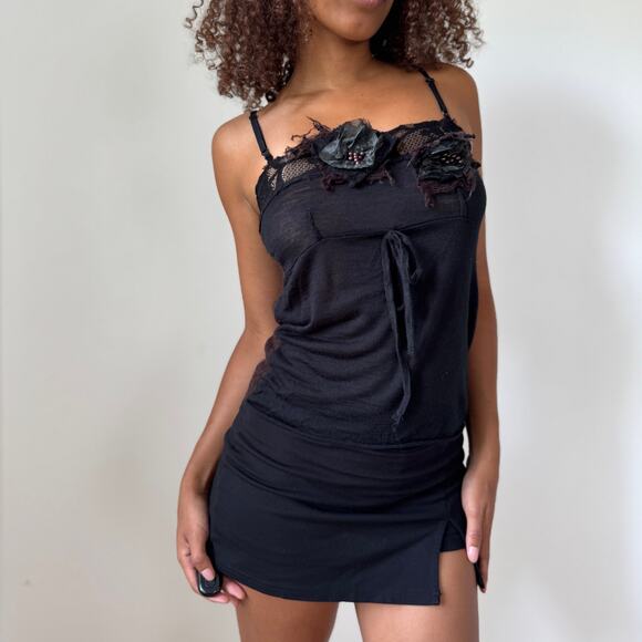 Vintage Sandro Ferrone Italian Mohair-Blend Lace Appliqué Cami (S) - Picture 12 of 14